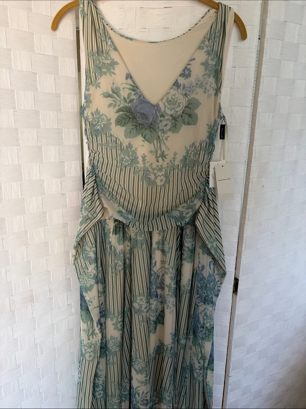 Abercrombie & Fitch Cream Maxi Dress with Sage Floral Print